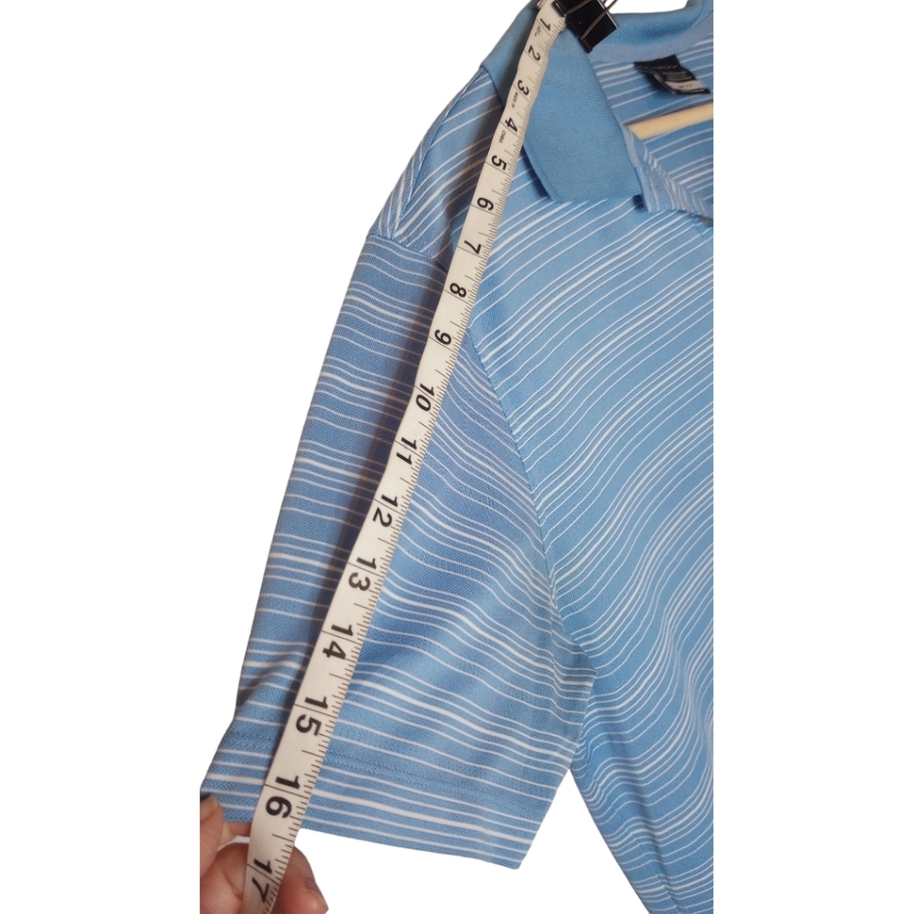 Nike Golf Men's Dri-Fit Blue White Striped Short Sleeve Polo  Large - Picture 3 of 11